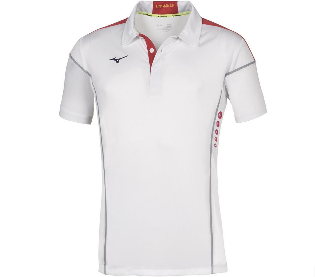 mizuno mizuno polo hex rect  bianco rosso - foto 1
