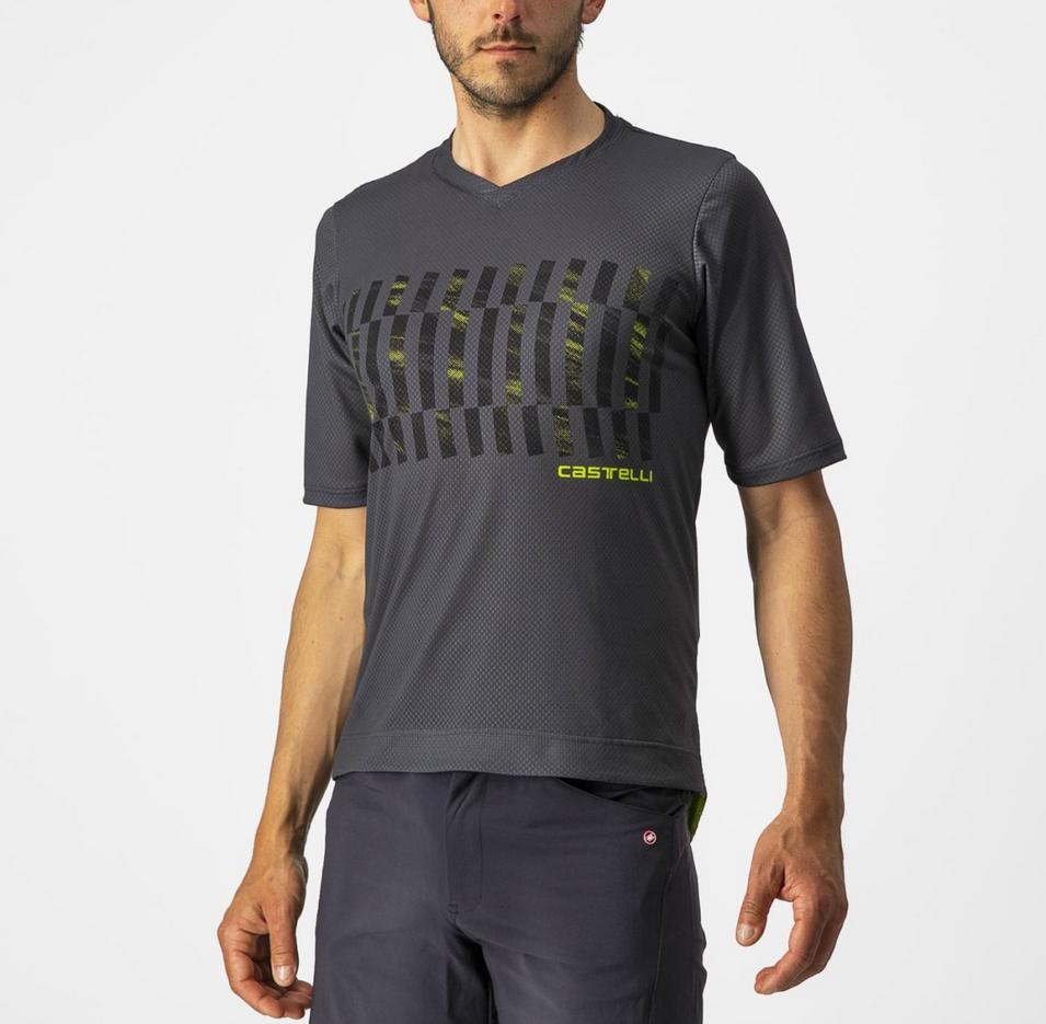 castelli castelli t-shirt trail tech tee - dark gray/black/electric lime - foto 1