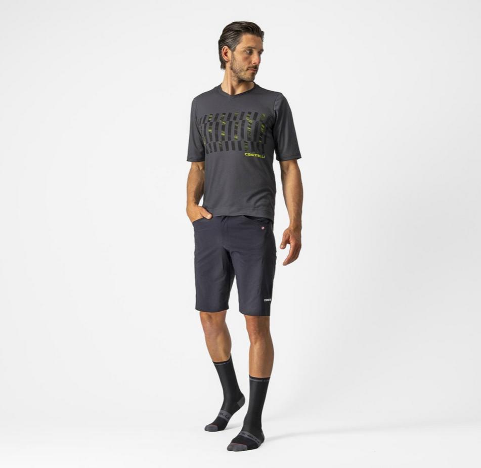 castelli castelli t-shirt trail tech tee - dark gray/black/electric lime - foto 6