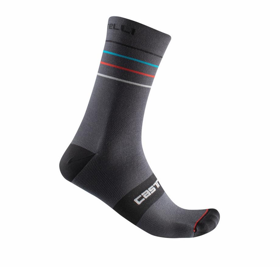 castelli castelli calzino endurance 15 sock grigio scuro blu rosso - foto 1