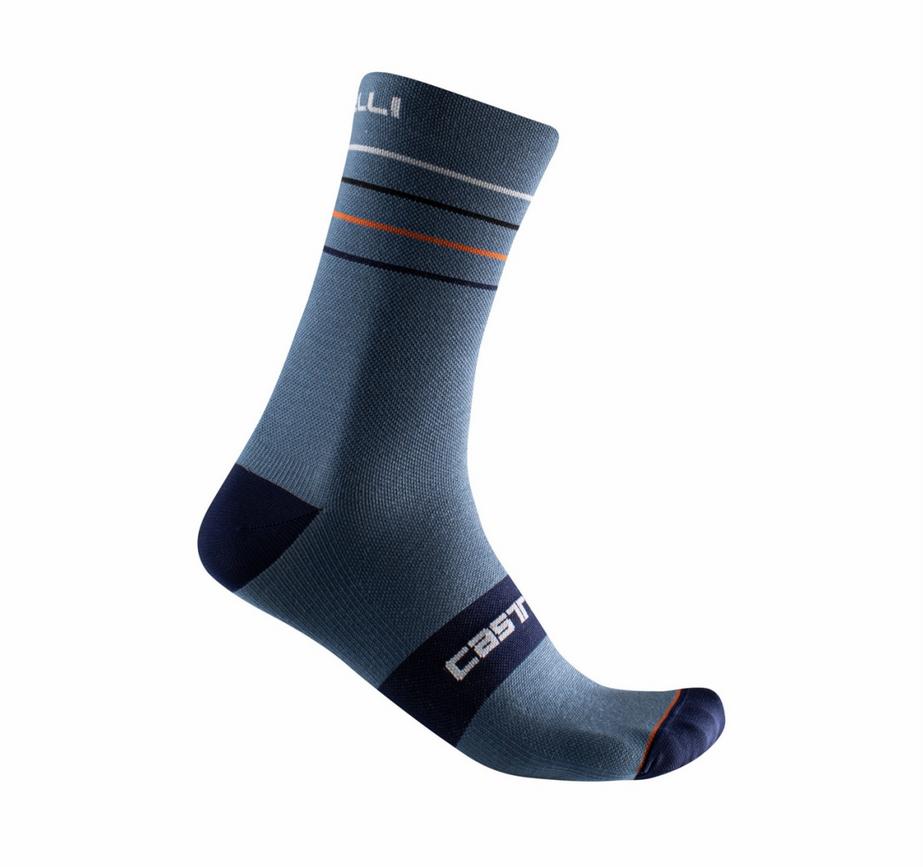 castelli castelli calzino endurance 15 sock blu arancio bianco - foto 1