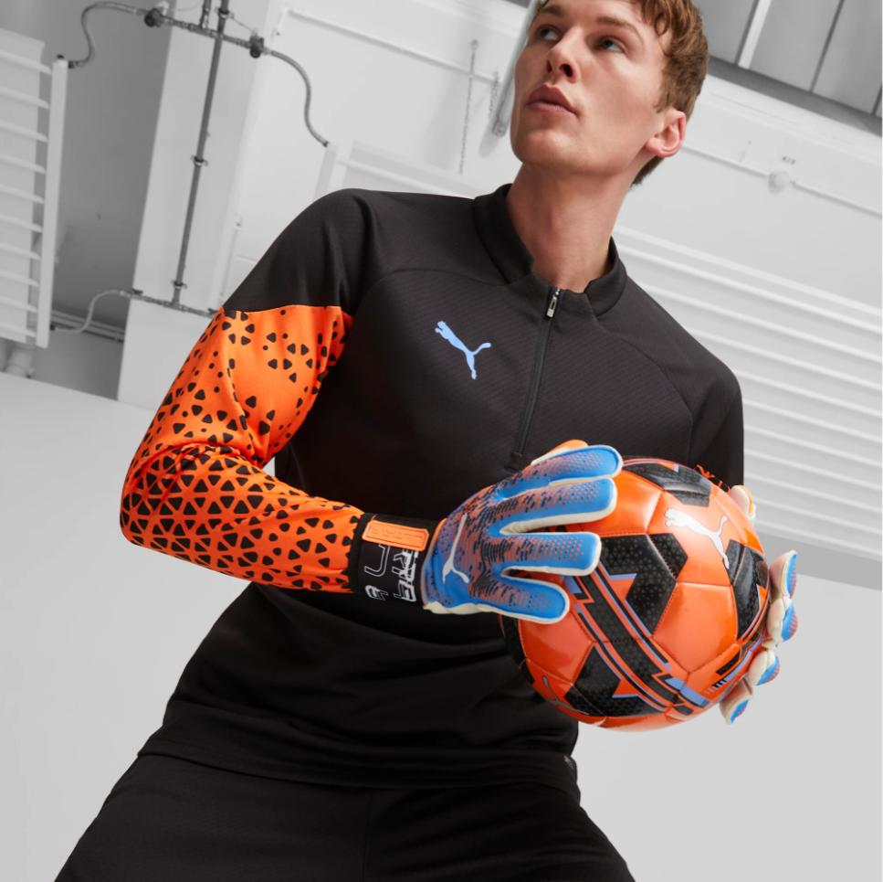 puma puma guanti portiere ultra flex sleeve ultra orange/blue glimmer - foto 4